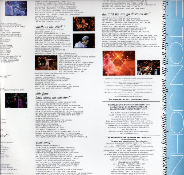 Elton John With Melbourne Symphony Orchestra : Live In Australia (2xLP, Album, Club, BMG)