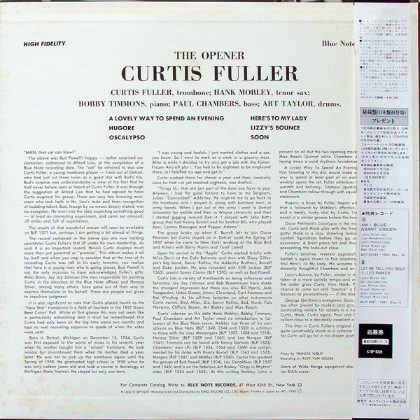 Curtis Fuller : The Opener (LP, Album, Mono, RE)