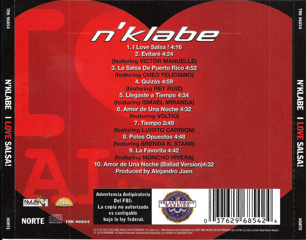 n'klabe : I Love Salsa! (Special Edition) (CD, Album, Spe)