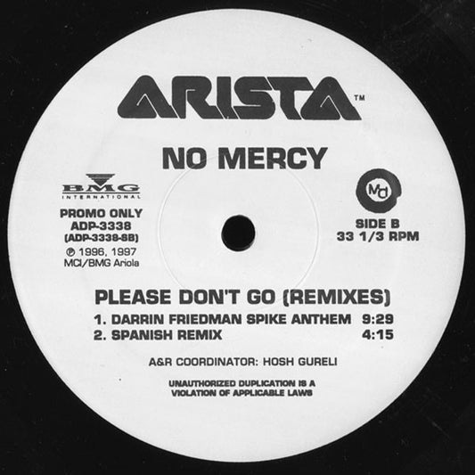 No Mercy - Please Don't Go (Remixes) vinyl record, 2x12" (Mint (M)) | Lulo Records