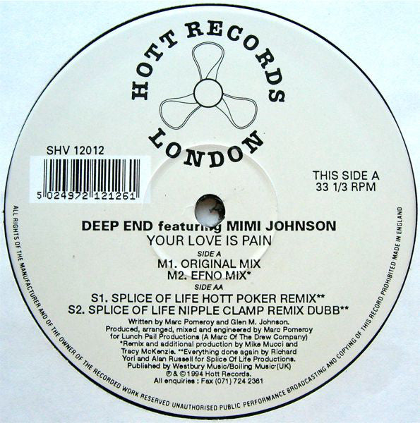 Deep End Featuring Mimi Johnson : Your Love Is Pain (12")