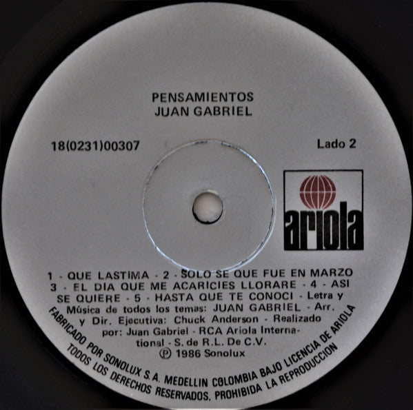 Juan Gabriel : Pensamientos (LP, Album)