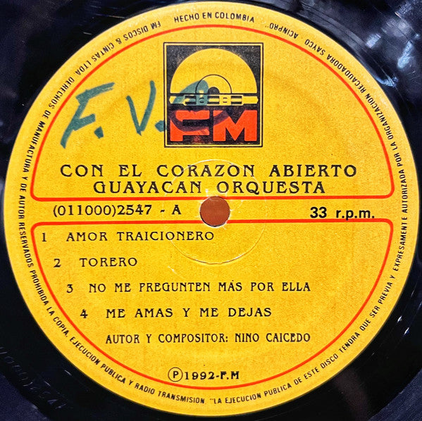 Guayacán Orquesta : Con El Corazón Abierto (LP, Album)