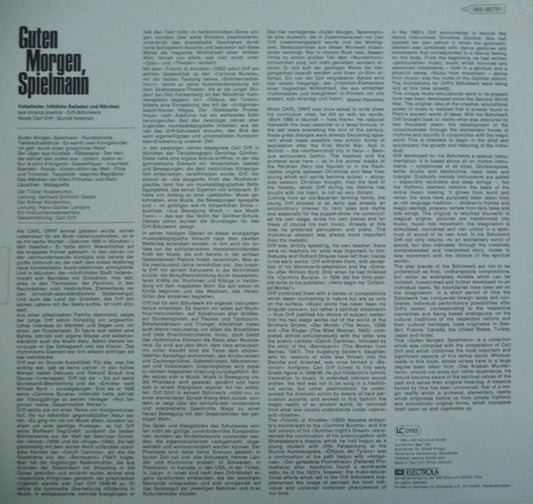 Carl Orff, Gunild Keetman - Guten Morgen, Spielmann vinyl record, LP (Near Mint (NM or M-)) | Lulo Records