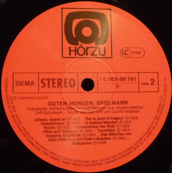Carl Orff, Gunild Keetman : Guten Morgen, Spielmann (LP, Album, RE, Gat)