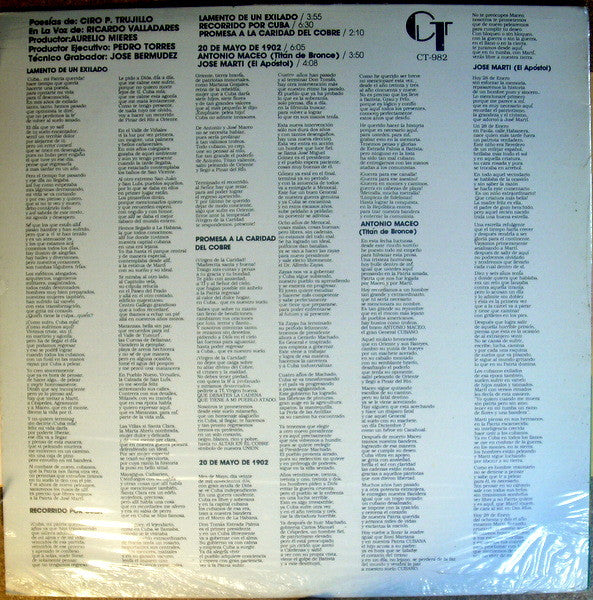Ciro P. Trujillo, Ricardo Villadares : Lamento De Un Exilado (LP, Album)
