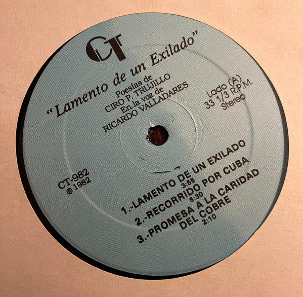 Ciro P. Trujillo, Ricardo Villadares : Lamento De Un Exilado (LP, Album)
