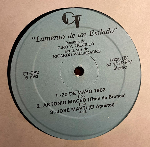 Ciro P. Trujillo, Ricardo Villadares : Lamento De Un Exilado (LP, Album)