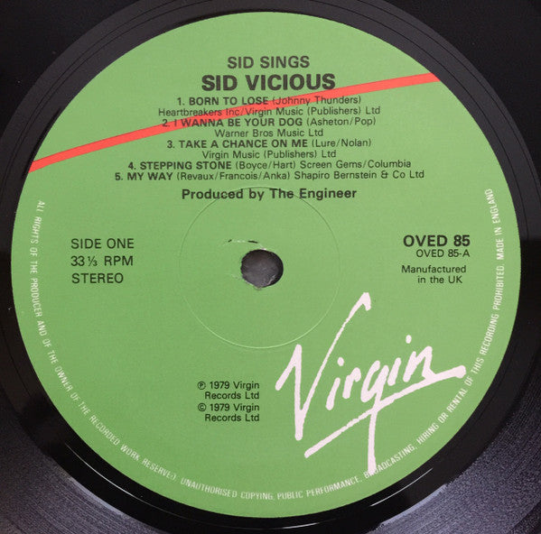 Sid Vicious : Sid Sings (LP, Album, RE)