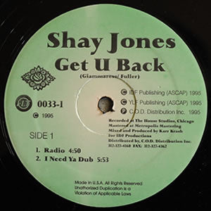 Shay Jones : Get U Back (12")