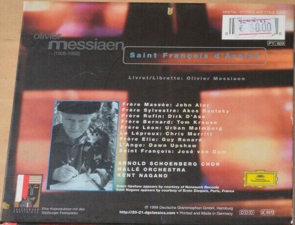 Olivier Messiaen - José van Dam, Dawn Upshaw, Arnold Schoenberg Chor, Hallé Orchestra, Kent Nagano : Saint François D'Assise (4xCD, Album + Box, Sli)