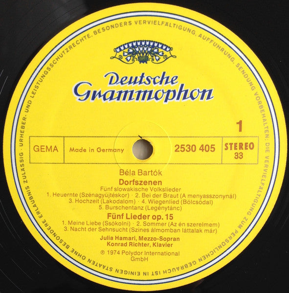 Béla Bartók, Julia Hamari, Konrad Richter : Dorfszenen = Village Scenes / Lieder Op. 15 & Op. 16 (LP)