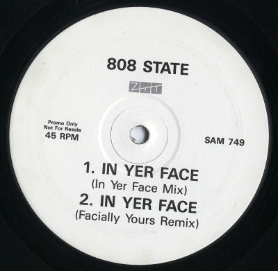 808 State : In Yer Face (12", Single, Promo)