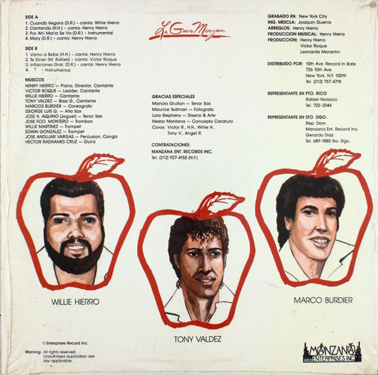 Victor Roque & Henry Hierro, La Gran Manzana : Manzanisate - Jugo De La Manzana (LP, Album)
