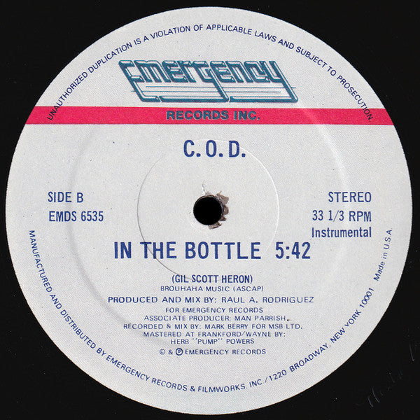 C.O.D. : In The Bottle (12")