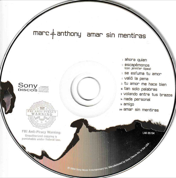 Marc Anthony : Amar Sin Mentiras (CD, Album)