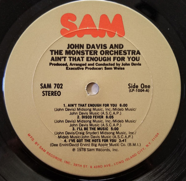 John Davis & The Monster Orchestra : Ain't That Enough For You (LP, Album)