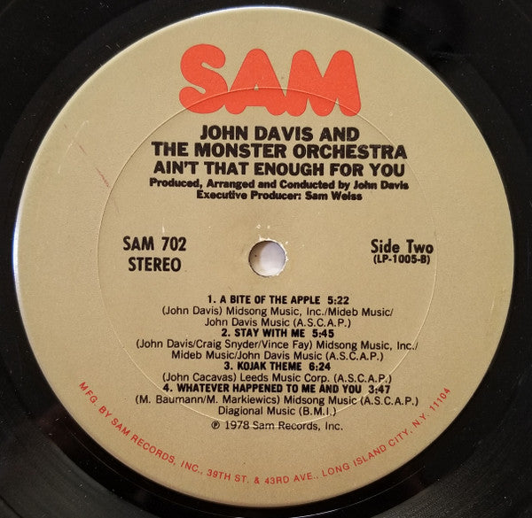 John Davis & The Monster Orchestra : Ain't That Enough For You (LP, Album)