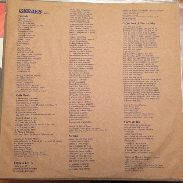 Milton Nascimento : Geraes (LP, Album, RE)