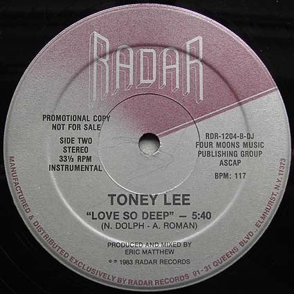 Toney Lee : Love So Deep (12", Promo)