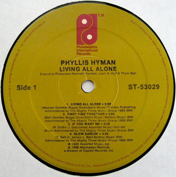 Phyllis Hyman : Living All Alone (LP, Album)