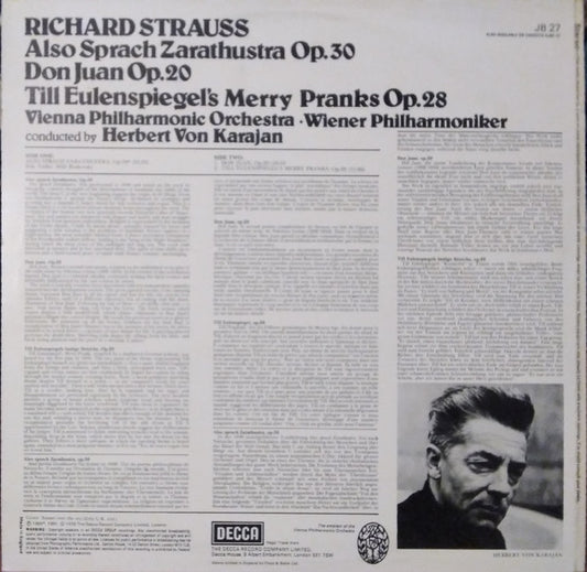 Richard Strauss, Wiener Philharmoniker, Herbert von Karajan - Also Sprach Zarathustra - Don Juan - Till Eulenspiegel vinyl record, LP (Near Mint (NM or M-)) | Lulo Records