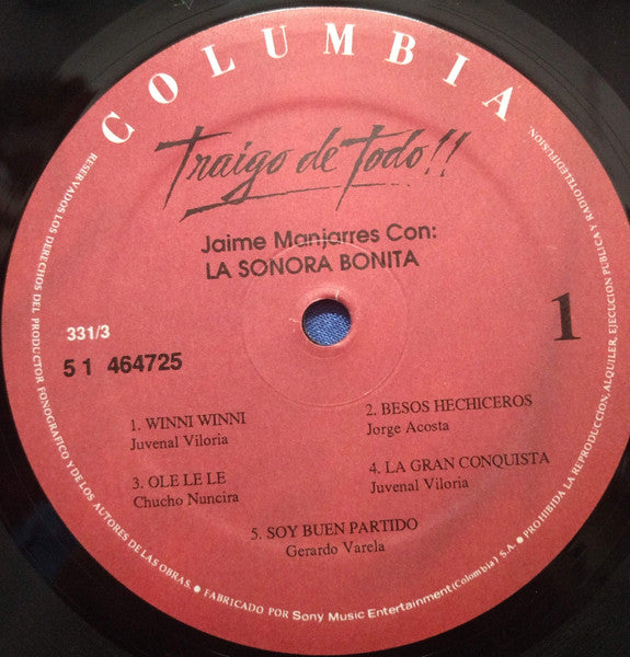 Jaime Manjarrés Con La Sonora Bonita : Traigo De Todo !! (LP, Album)
