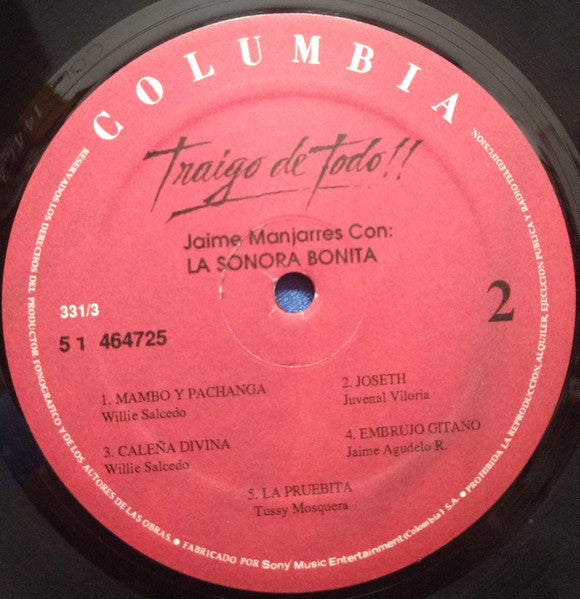 Jaime Manjarrés Con La Sonora Bonita : Traigo De Todo !! (LP, Album)