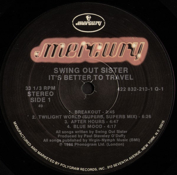 Swing Out Sister : It's Better To Travel (LP, Album)