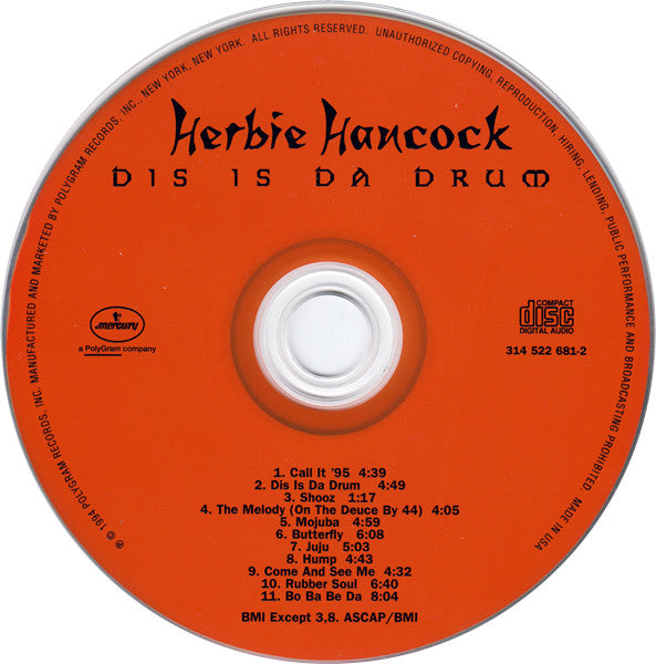Herbie Hancock : Dis Is Da Drum (CD, Album)