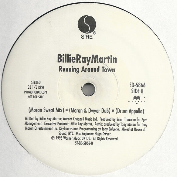 Billie Ray Martin : Running Around Town (12", Promo)
