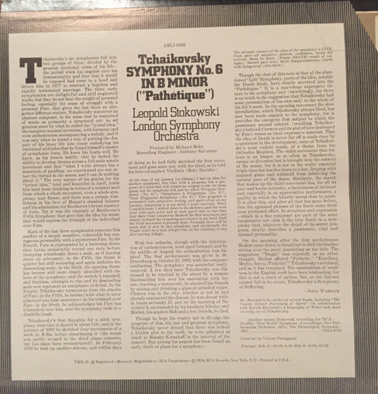Pyotr Ilyich Tchaikovsky, Leopold Stokowski, London Symphony Orchestra - Symphony No. 6 ["Pathetique"] vinyl record, LP (Mint (M)) | Lulo Records