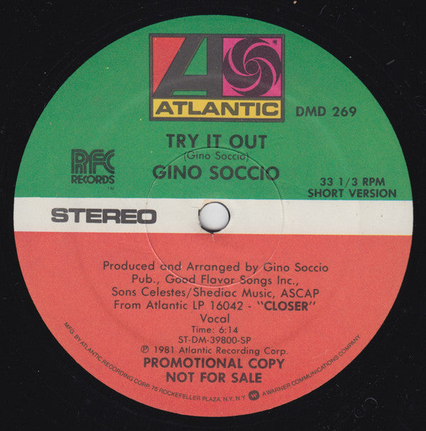 Gino Soccio : Try It Out (12", Promo)