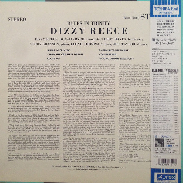 Dizzy Reece : Blues In Trinity (LP, Album, Ltd, RE)