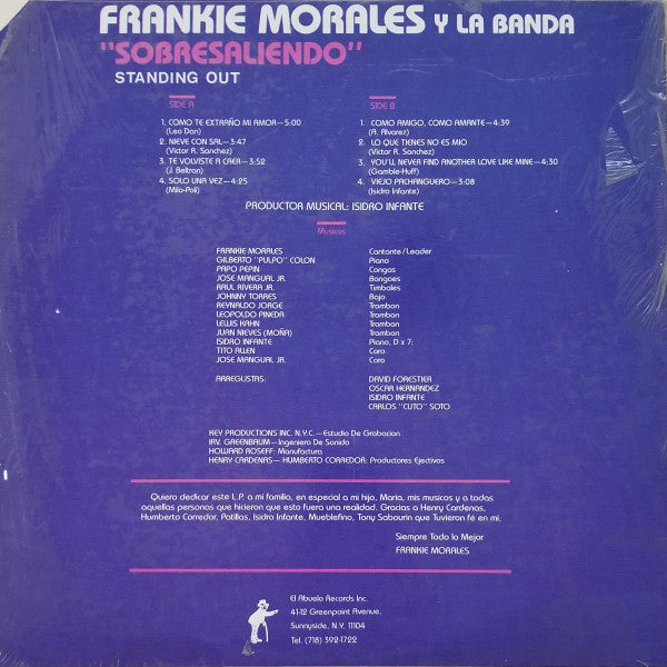 Frankie Morales Y La Banda : "Sobresaliendo" - Standing Out (LP, Album, Blu)