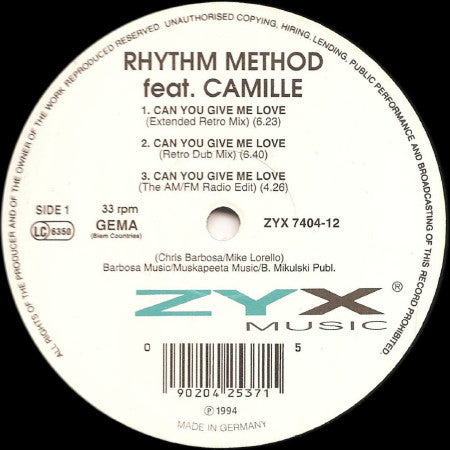 Rhythm Method (6) Feat. Camille (2) : Can You Give Me Love (12")