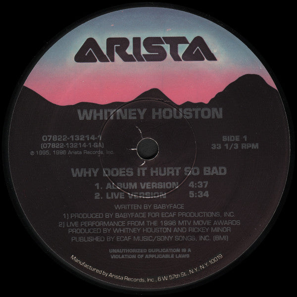 Whitney Houston : Why Does It Hurt So Bad And I Wanna Dance With Somebody (Who Loves Me) Remix 1996 (12", Single)