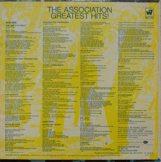 The Association - Greatest Hits! vinyl record, LP (Near Mint (NM or M-)) | Lulo Records