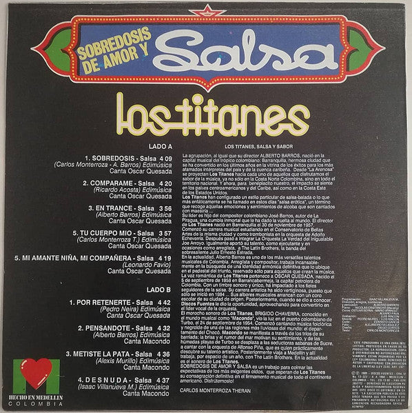 Los Titanes : Sobredosis De Amor Y Salsa (LP, Album)