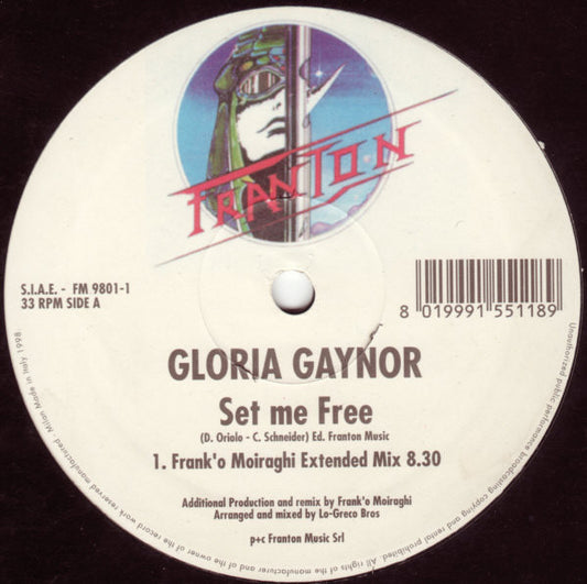 Gloria Gaynor - Set Me Free (Frank 'O Moiraghi Remixes) vinyl record, 12" (Very Good Plus (VG+)) | Lulo Records