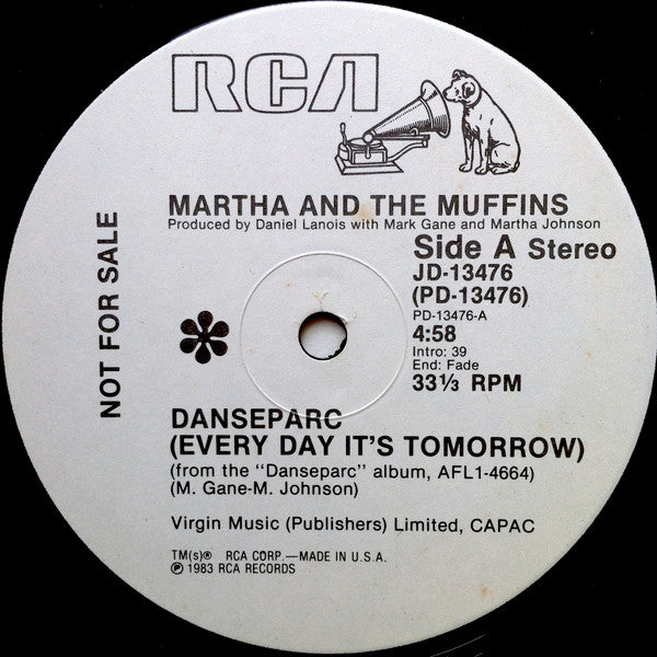 Martha And The Muffins : Danseparc (Every Day It's Tomorrow) (12", Single, Promo)