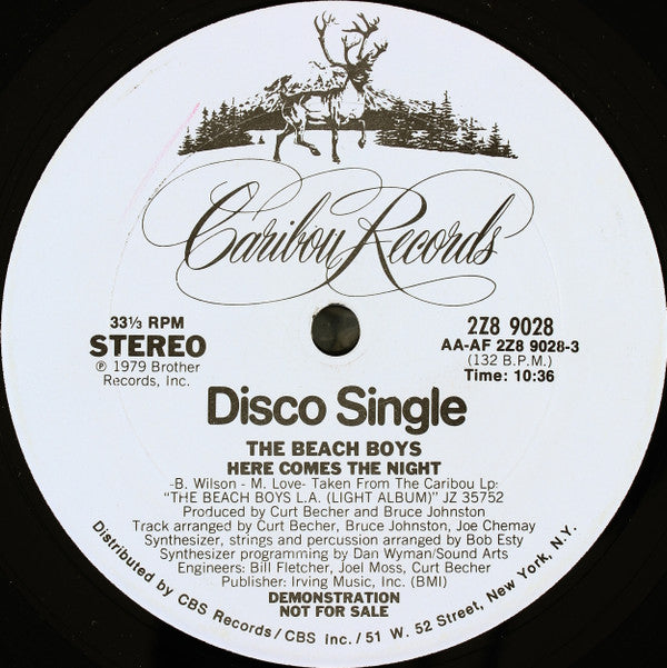 The Beach Boys : Here Comes The Night (12", Single, Promo)