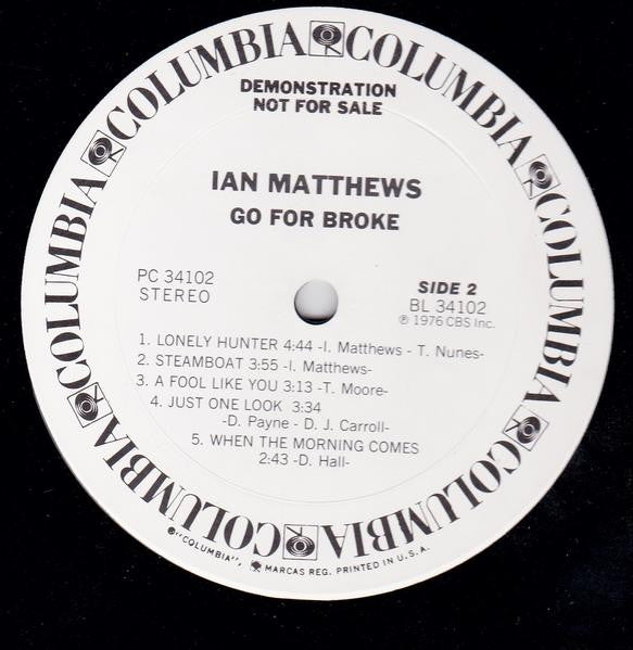 Iain Matthews : Go For Broke (LP, Album, Promo)
