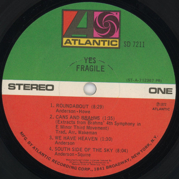 Yes : Fragile (LP, Album, Club, Gat)