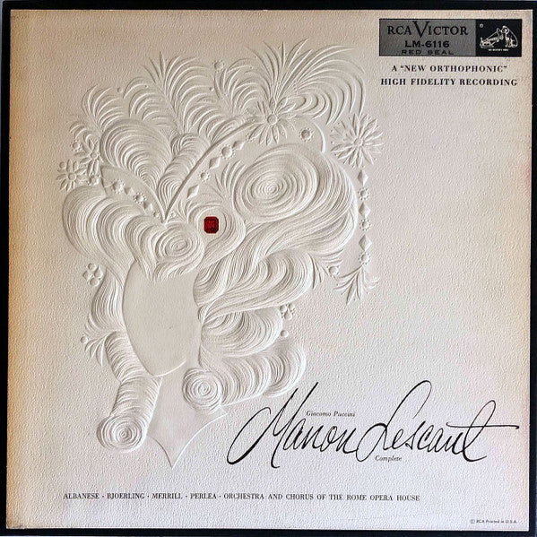 Giacomo Puccini - Licia Albanese • Jussi Björling • Robert Merrill • Jonel Perlea • Orchestra Del Teatro Dell'Opera Di Roma And Coro Del Teatro Dell'Opera Di Roma : Manon Lescaut (Complete) (3xLP, Mono + Box, Album)