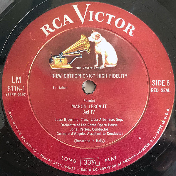 Giacomo Puccini - Licia Albanese • Jussi Björling • Robert Merrill • Jonel Perlea • Orchestra Del Teatro Dell'Opera Di Roma And Coro Del Teatro Dell'Opera Di Roma : Manon Lescaut (Complete) (3xLP, Mono + Box, Album)