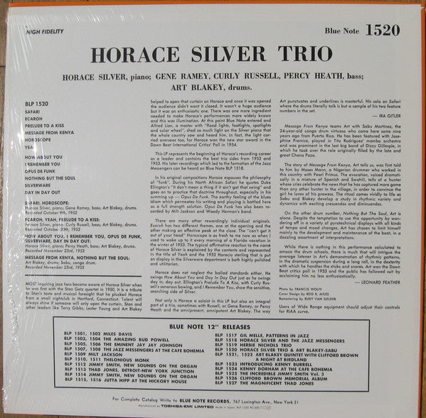 Horace Silver : Horace Silver Trio (LP, Comp, Mono, RE, RM)