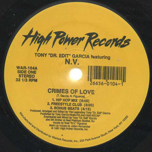 Tony Garcia featuring N.V. : Crimes Of Love (12")