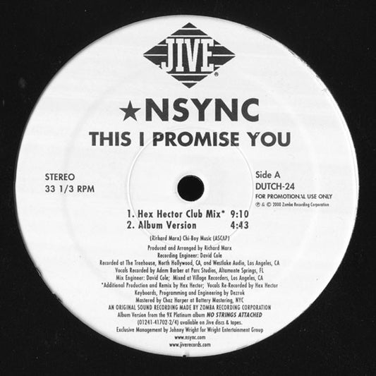 *NSYNC : This I Promise You (Hex Hector Remixes) (12", Promo)