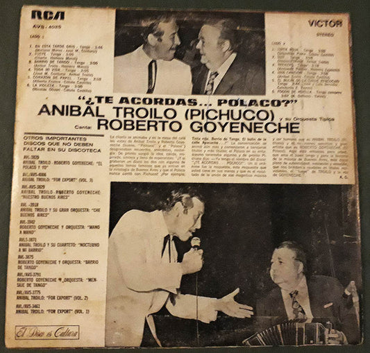 Aníbal Troilo, Roberto Goyeneche - Te Acordas... Polaco? vinyl record, LP (Very Good Plus (VG+)) | Lulo Records